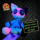 Fluorescent Pastel Zombie Cat Plush • 12" Crocheted Toy for Cat Lovers and Zombies Fans [D0006]