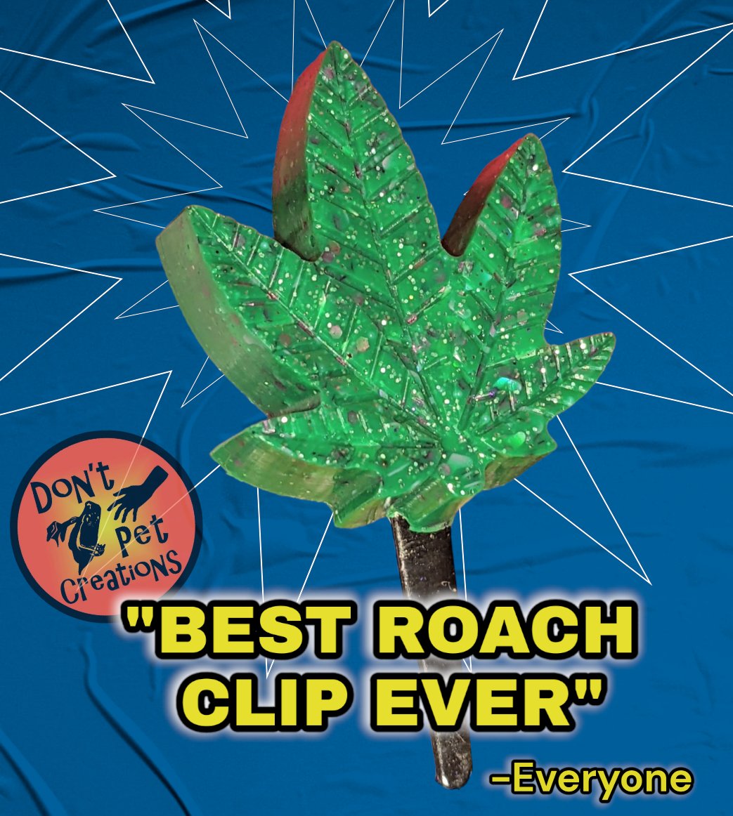 Pot Leaf Clip - Solid GREEN with glitter - Best Roach Clip Ever