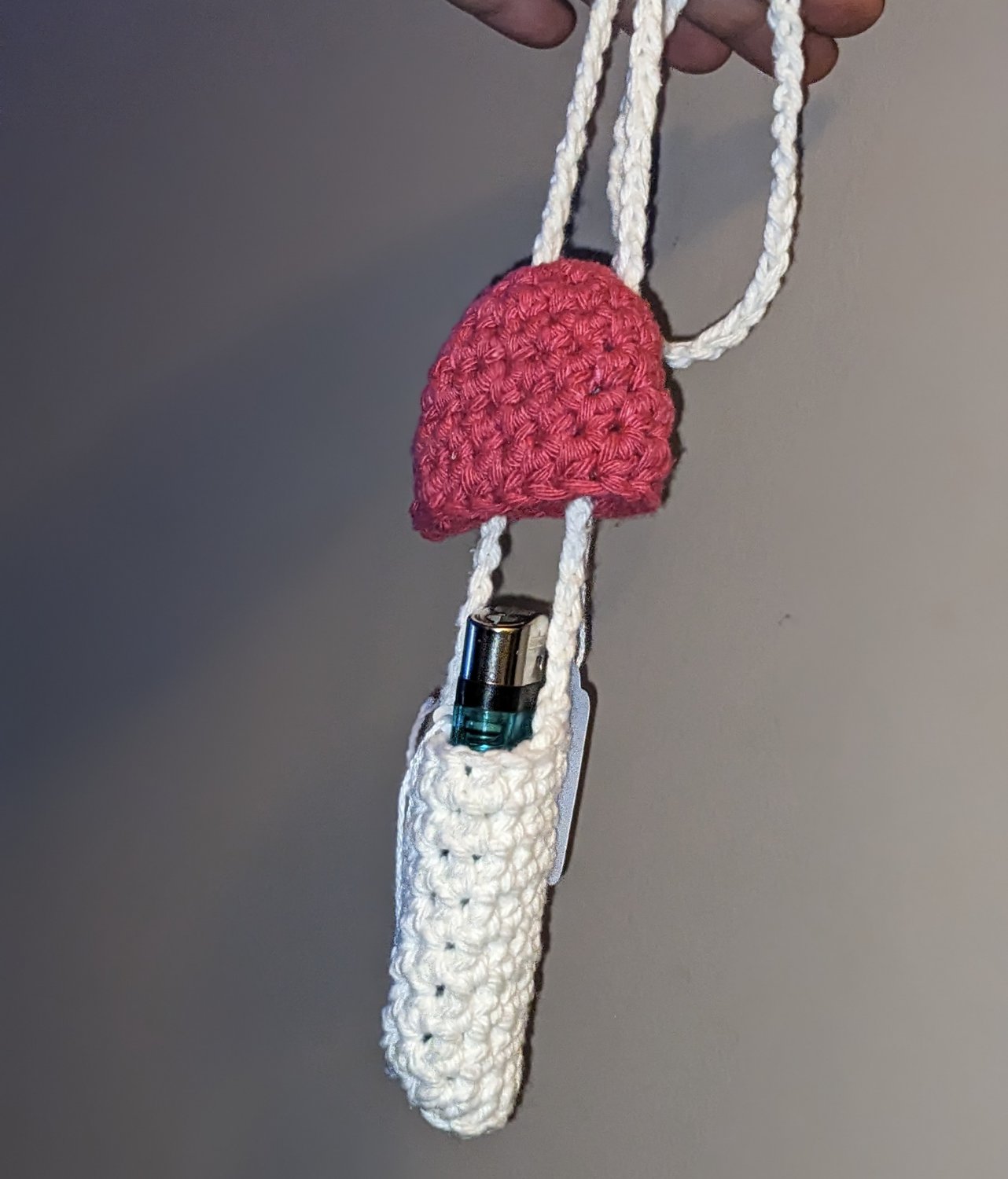 Mushroom Lighter Case Crochet Handmade Amigurumi (Burgundy Mushroom