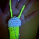 Glow-in-the-Dark Crochet Mushroom Lighter Case - Handmade Amigurumi (Green) - 4" tall