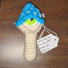 'Eye See You' Crocheted Mushroom Plush with Light Blue Cap - 4" Handmade Amigurumi