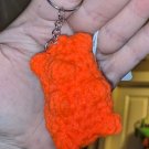 Neon ORANGE, Gummie Bear Keychain, Crochet Plush 2" - Handmade Amigurumi