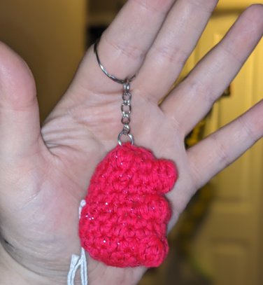 Pink & Sparkles, Gummie Bear Keychain, Crochet Plush 2" - Handmade Amigurumi