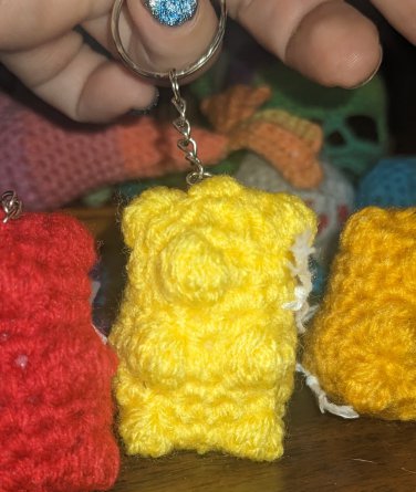 Yellow, Gummie Bear Keychain, Crochet Plush 2" - Handmade Amigurumi