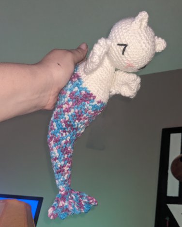 Cat Mermaid, Crochet Plush 12" - Handmade Amigurumi