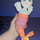 Cat Mermaid Plush, Pink & Peach Tail, Crochet Plush 12" - Handmade Amigurumi