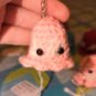 PACMAN Keychain • PINK - 2" tall Pinky Pac-Man Ghost crocheted - Amigurumi