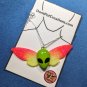 Alien Butterfly NECKLACE, Pink & Yellow GLOW IN THE DARK handmade