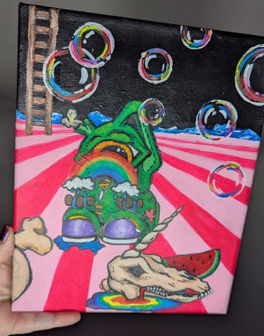 "The Ladder, PART 2 " acrylic on canvas original painting. 8.5" w x 10" h