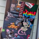 Alley Life"When the cats away" Mice, Rats - ORIGINAL acrylic painting 9" x 12"