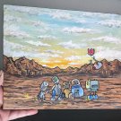 Sunsets & Robots - Hand painted Acrylic on Canvas 7.5" x 10" Inches Sunsets & Robots - Hand painted Acrylic on Canvas 7.5" x 10" Inches