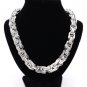 Silver Square Byzantine Polished Stainless Steel Bracelet Mens Boys Chain