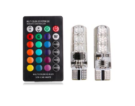 2x T10 W5W Car LED Signal Bulb Remote Control