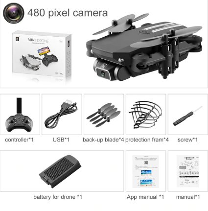New Mini Drone 480P HD Camera WiFi Fpv Air Pressure Altitude Hold Black