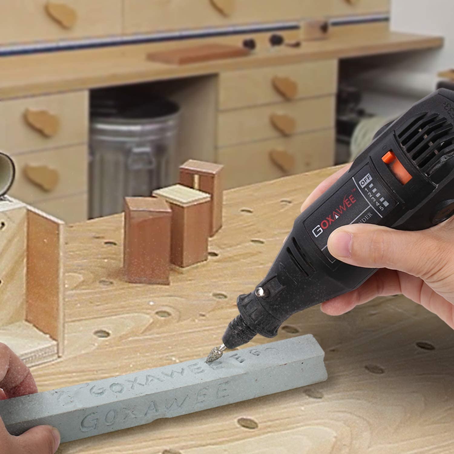 GOXAWEE Rotary Tool Kit with MultiPro Keyless Chuck and Flex Shaft