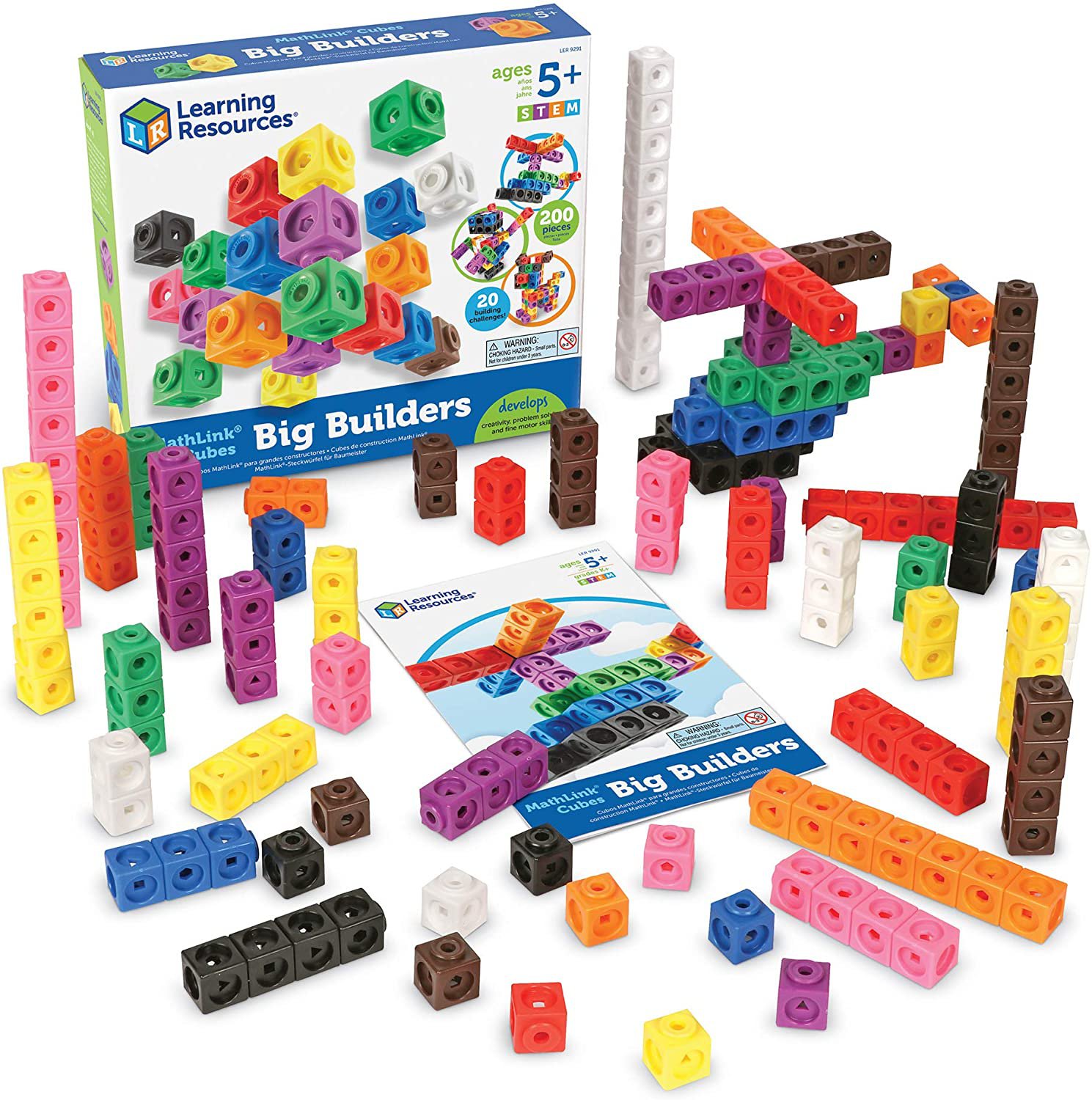 Learning Resources Mathlink Cube Big Builders Imaginative Play Cubes Early Math Skills Set 200 Cubes