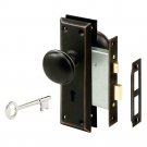 Bronze Mortise Lock Bolt Set Keyed Knob Key Home Interior Door Security Lockset