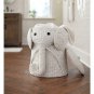 16 inch Elephant Laundry Hamper Wicker Basket Clothes Bin Lid Woven Decor White