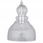 1-Light Brushed Nickel Adjustable Mini Pendant W/ Hand-Blown Clear Seeded Glass
