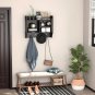Homcom Wall Mounted Floating Storage Shelf 4 Storage Units Dual Hooks Coat Rack