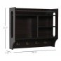 Homcom Wall Mounted Floating Storage Shelf 4 Storage Units Dual Hooks Coat Rack