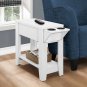 Monarch 24" Modern Two Tier Hidden Storage Top Wood Grain Look Side Accent Table