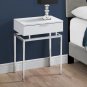 Monarch 24" Contemporary End Table Night Stand Large Storage Drawer Metal Base White