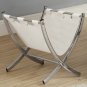 Monarch Pu Leather Sling Chrome Metal Framed Magazine Storage Rack White Finish