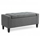 Homcom Deluxe Linen Storage Ottoman Bench Footrest Stool Large Storage Space Grey