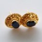 22K Gold Granulate Balinese Earrings with Blue Sapphire