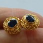 22K Gold Granulate Balinese Earrings with Blue Sapphire