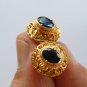 22K Gold Granulate Balinese Earrings with Blue Sapphire