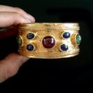 Handmade Gold plated with Mixed Gemstones Bangle