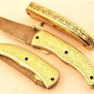 8'' Custom Hand Made Forged Folding Hunter Pocket Knife Damascus Steel 5423