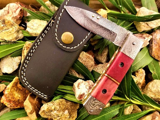 9.5'' Custom Hand Made Forged Folding Hunter Pocket Knife Damascus Steel 454