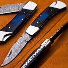 Damascus Folding Pocket knife Hunting knife Handmade Knife Handle wood B110