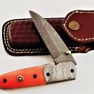 8'' Custom Hand Made Forged Folding Hunter Pocket Knife Damascus Steel Knife563