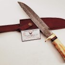 Custom Hand Made Forged Damascus Steel Boiwe Knife Handle Camle Bone 159