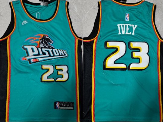 Detroit Pistons 23 Jaden Ivey Throwback Jersey Green 