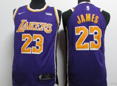 Los Angeles Lakers #23 LeBron James with Wish Patch Player Jersey Purple