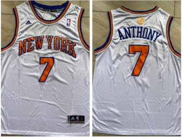 New York Knicks 7 Carmelo Anthony Jersey White