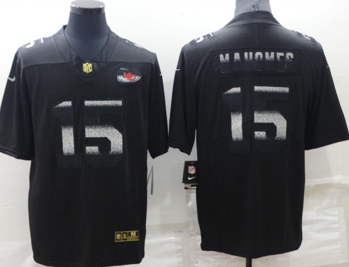 Patrick Mahomes #15 Kansas City Chiefs Vapor Rush Black Stitched Jersey.