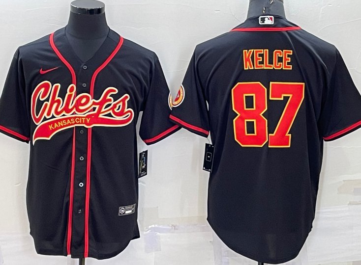 Kansas City Chiefs #87 Travis Kelce Black Salute To Service Jersey