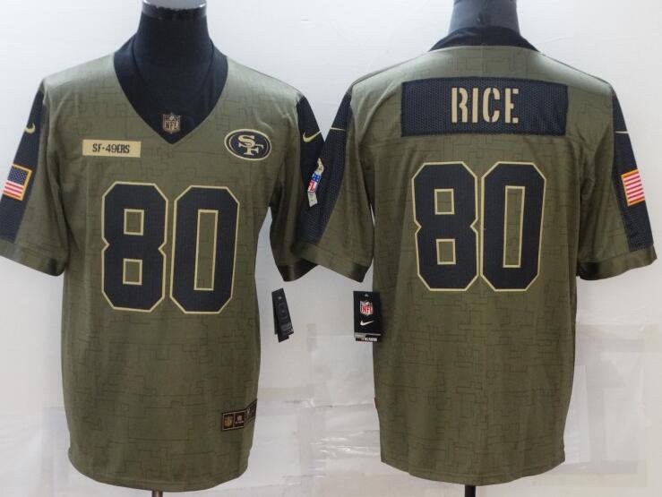 San Francisco 49ers #80 Jerry Rice Salute To Service Jersey Green