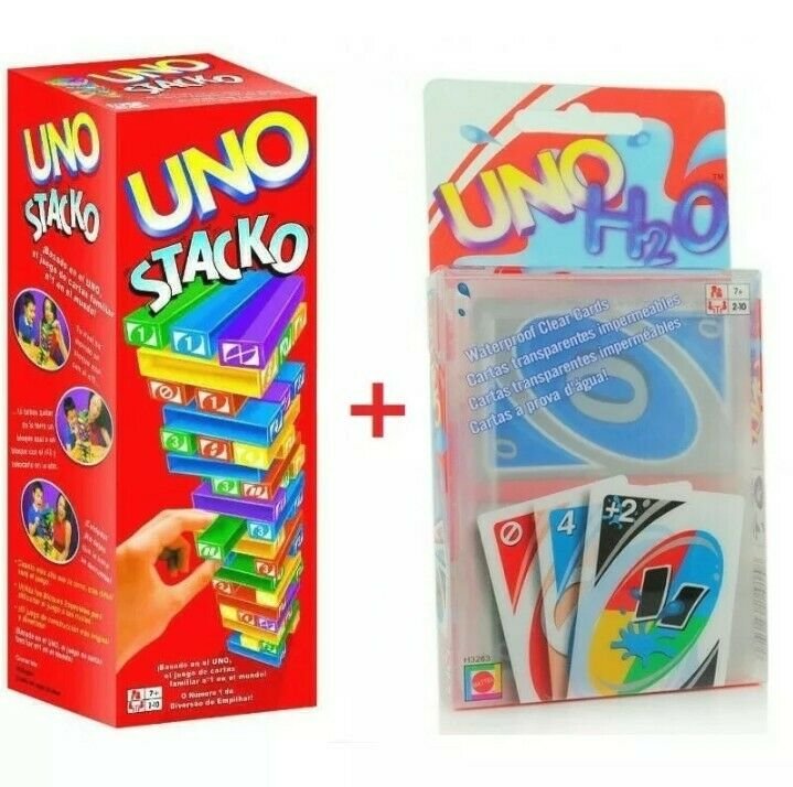 UNO Stacko Stacking Block Jenga Style Family Playing Game + Uno H2O ...