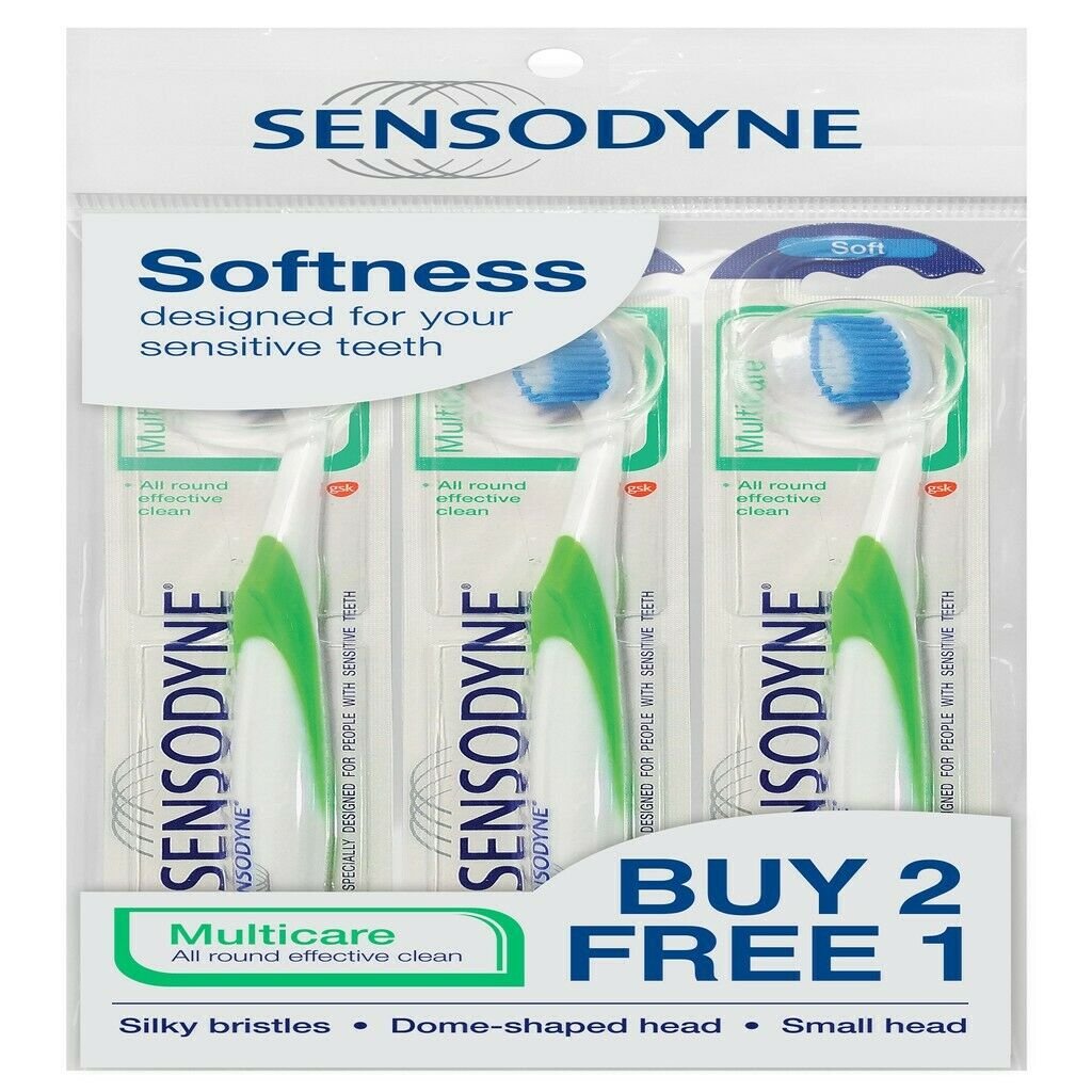 SENSODYNE Multicare Toothbrush Soft Silky Bristles for Sensitive Teeth - 3 Units