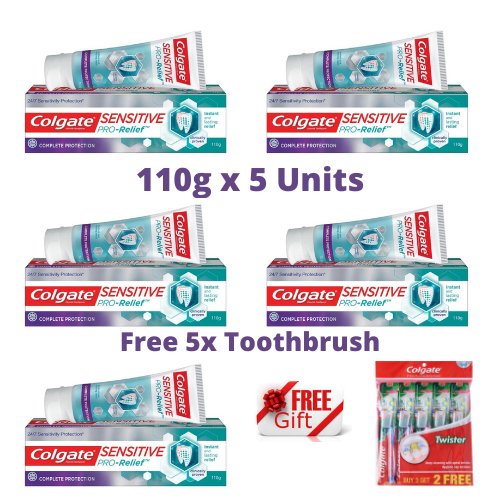 Colgate Toothpaste Sensitive Pro Relief Complete Protection - x 5 (Free 5x Toothbrush)
