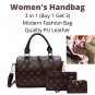 Women's Handbag 3 in 1 Modern Fashion Luxury Girls Purse Messenger Shoulder Bag