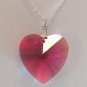 Bordeaux Aurora Borealis Crystal Heart Necklace