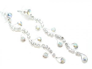 Austrian Crystal AB Silver Dangle Earrings